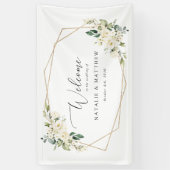 Witte bloemen, Cream Flowers, Weddenschap Spandoek (Verticaal)