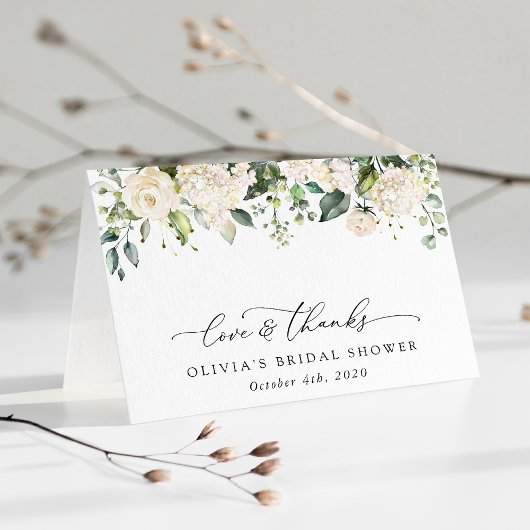 Witte Bloemen, Crème Bloemen, Boho, Bruiloftsfeest Bedankkaart