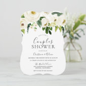 Witte Bloemen & Crème Elegante Koppels Bruisparty Kaart (Staand voorkant)