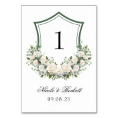 Witte Bloemen Crest Bruiloft Kaart (Achterkant)