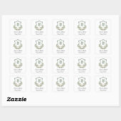 Witte Bloemen Crest Bruiloft Retouradres Vierkante Sticker (Vel)