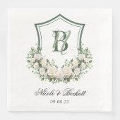 Witte Bloemen Crest Bruiloft Servet (Voorkant)