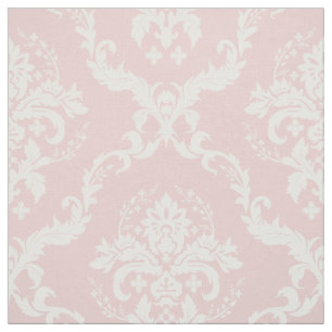 Witte Bloemen Damasks Custom Pastel roze achtergro Stof