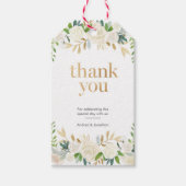 Witte bloemen dank u voor labels cadeaulabel (Voorkant)