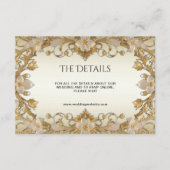 Witte bloemen decoratief goud detail informatiekaartje (Voorkant)