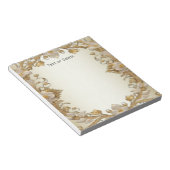 Witte bloemen decoratief gouden Notitieblok (Schuin)