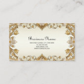 Witte bloemen decoratief gouden Visitekaartje (Achterkant)