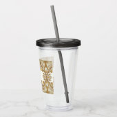 Witte bloemen Decoratieve Goud Acryl Tumbler Acryl Drinkbeker (Links)