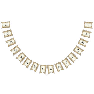 Witte bloemen Decoratieve Gouden Bunting Vlag Vlaggetjes