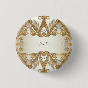 Witte bloemen decoratieve gouden Button