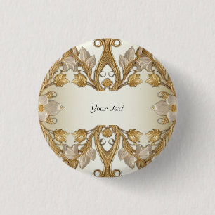 Witte bloemen decoratieve gouden Button