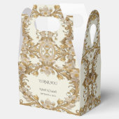 Witte bloemen Decoratieve gouden gunstbox Bedankdoosjes (Geopend)