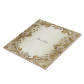 Witte Bloemen Decoratieve Gouden Keramische Tegel Tegeltje (Zijkant)