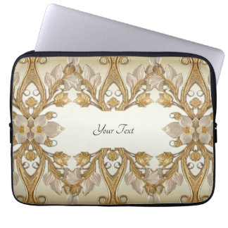 Witte bloemen Decoratieve gouden laptophoes Laptop Sleeve