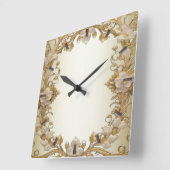 Witte bloemen decoratieve gouden wandklok vierkante klok (Hoek)