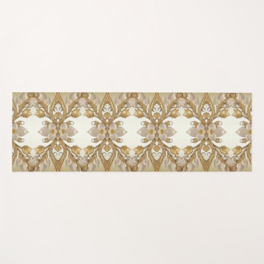 Witte bloemen Decoratieve gouden yoga mat (Voorkant (horizontaal))