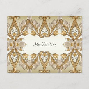 Witte Bloemen Decorative Gouden Ansichtkaart Briefkaart