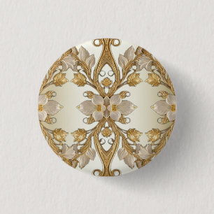 Witte Bloemen Decorative Gouden Knoop Ronde Button 3,2 Cm