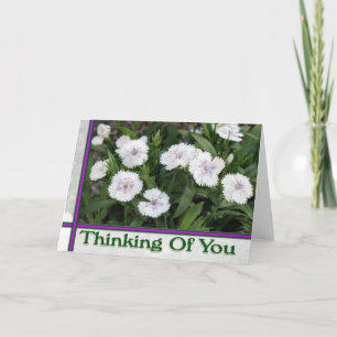 Witte bloemen die aan je denken kaart
