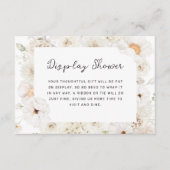 Witte bloemen display douche informatiekaartje (Voorkant)