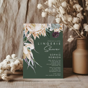 Witte Bloemen Donkergroene lingeriedouche Kaart
