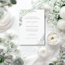 Witte Bloemen & Elegant Groen Bruiloft met RSVP