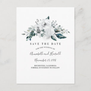 Witte Bloemen Elegant Save the Date Aankondigingskaart