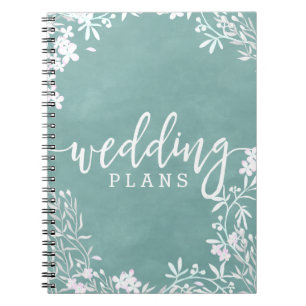 Witte Bloemen elke kleur Waterverf bruiloft planne Notitieboek