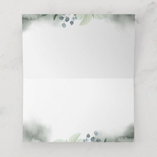 Witte bloemen en Eucalyptus Waterverf groen (Binnenkant ongevouwen)