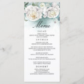 Witte bloemen en groen bruiloft menu's (Voorkant)