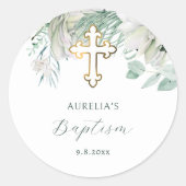 Witte bloemen en groen doopsel Sticker (Voorkant)