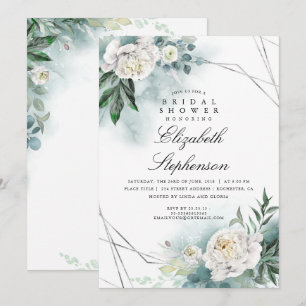 Witte bloemen en groen Elegant Vrijgezellenfeest Kaart