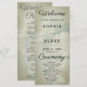 Witte Bloemen en Leger Groene Huwelijksprogramma (Voorkant / Achterkant)