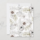 Witte bloemen en veren RSVP kaartje (Achterkant)