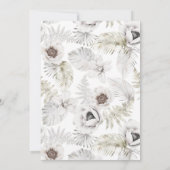 Witte bloemen en veren save the date (Achterkant)