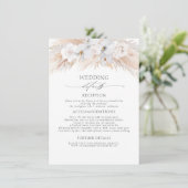 Witte Bloemen Exotische Pampas Gras Bruiloft Detai Informatiekaartje (Staand voorkant)