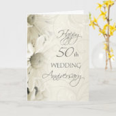 Witte Bloemen Gelukkig 50-jarig Huwelijksjubileum Kaart (Gele Bloem)