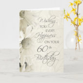 Witte Bloemen Gelukkige 60ste Verjaardag Kaart (Gele Bloem)