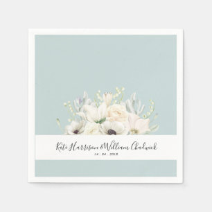 Witte bloemen  Gepersonaliseerd weddenschapsdocume Servetten