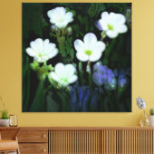 WITTE BLOEMEN GESTREKT CANVAS (Insitu (Woonkamer))