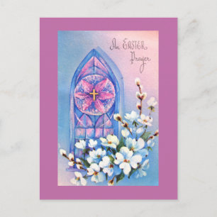 witte bloemen Glas in lood Pasen Feestdagenkaart
