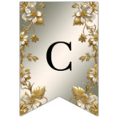 Witte Bloemen Goud  Bunting Flag Vlaggetjes (Eerste vlag)