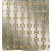 Witte Bloemen Goud Douchegordijn (Voorkant)