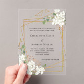 Witte bloemen goud geometrische lijst duidelijke b acryl uitnodigingen (Insitu (Draagbaar))