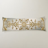 Witte Bloemen Goud Lichaam Kussen (Achterkant)
