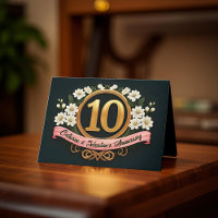 Witte Bloemen Goud Nummer 10e bruiloft Jubileum