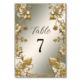 Witte Bloemen Goud  Tafelnummer