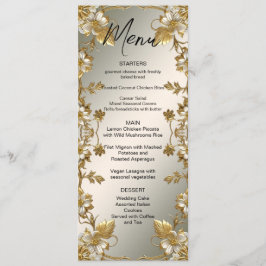 Witte Bloemen Goud  Trouwmenu Menu