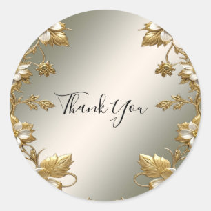 Witte Bloemen Goud Zegel Wedding Sticker