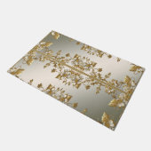 Witte Bloemen Gouden  Deurmat (Schuin)